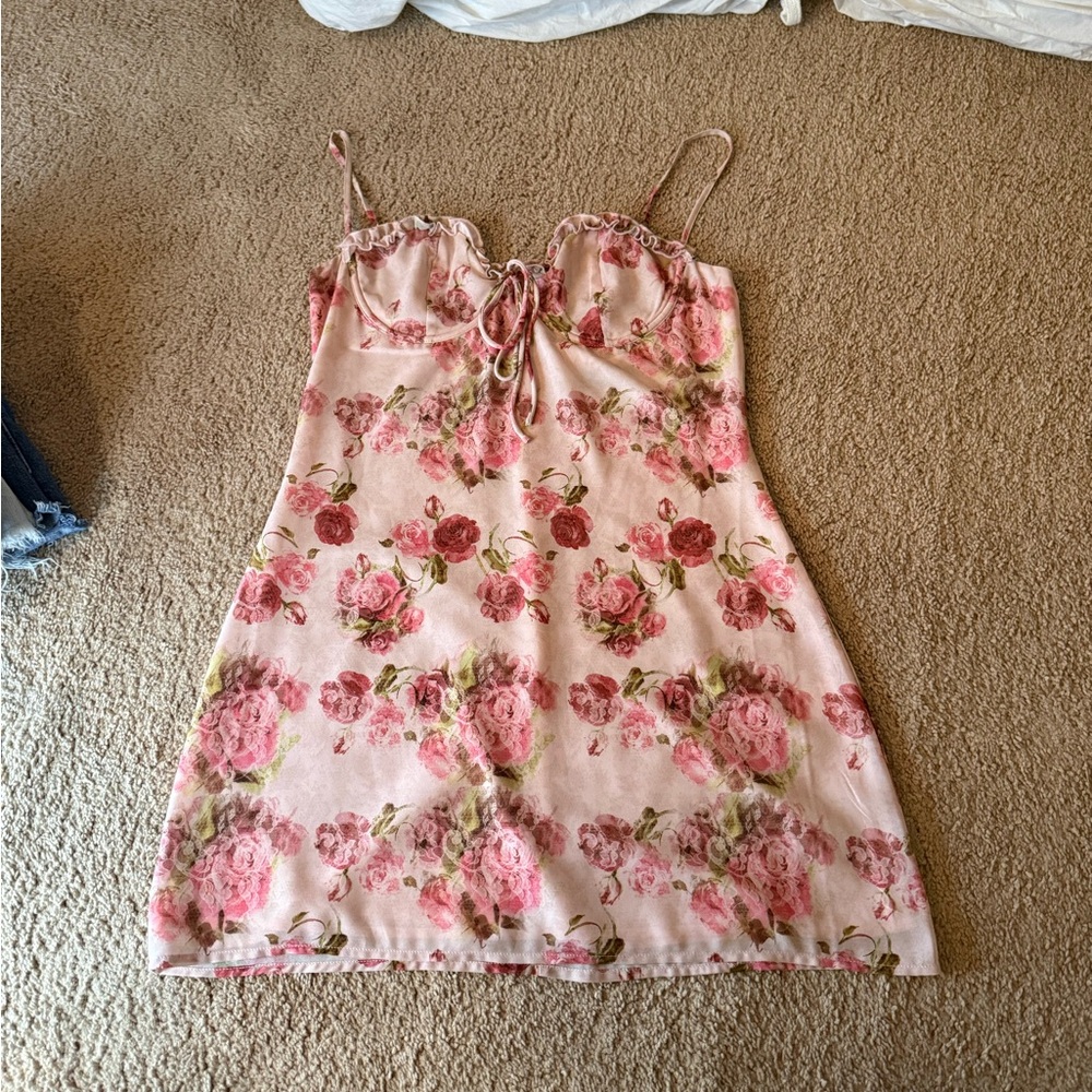 White Fox Boutique Pink Floral Mini Dress